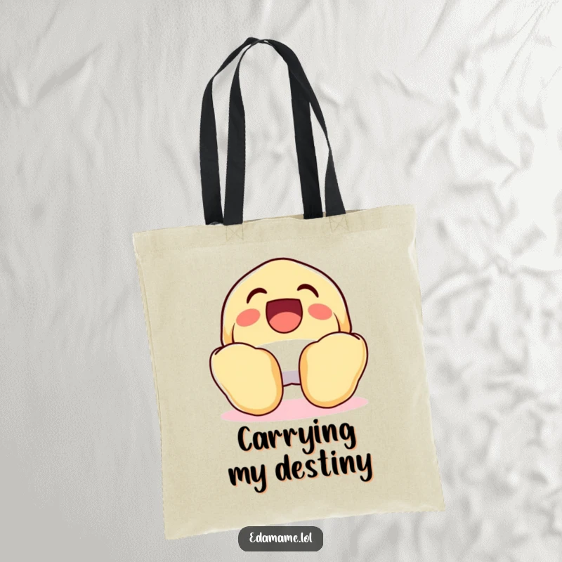 Funny Laughing Fortune Cookie Tote Bag, wide open and beaming, a humorous and functional accessory.
