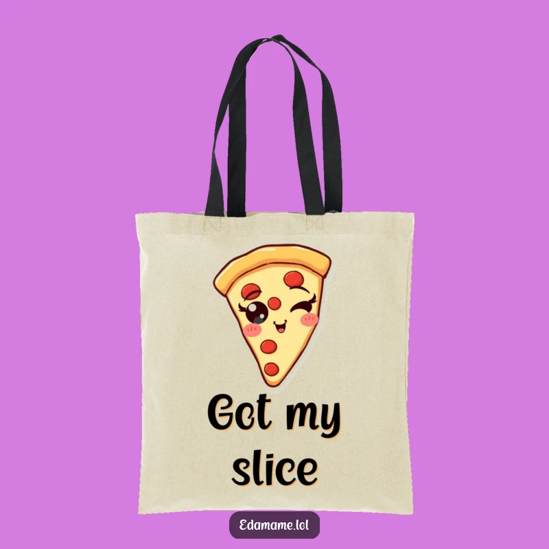Funny Pizza Slice Wink Tote Bag: Carry Your Slice of Fun, Essential Funny Gift!